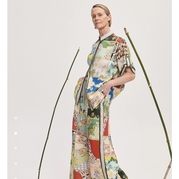 New 2025 ALEMAIS Bianca Patchwork Wide-Leg Pants and matching top set - Picture 2 of 13